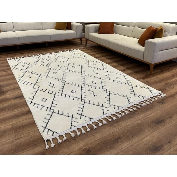 Colina 160 x 230 cm Zymta Decorative Machine Carpet - Beige / Dark Grey