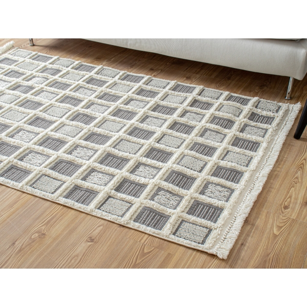Windows 200 x 290 cm Orion Zymta Decorative Machine Carpet - Off White / Grey