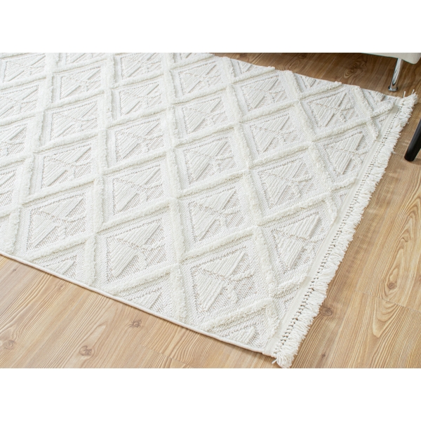 Lozenges 160 x 230 cm Orion Zymta Decorative Machine Carpet - Off White / Ecru