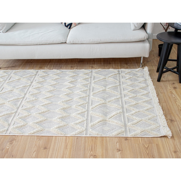 Diamonds 160 x 230 cm Orion Zymta Decorative Machine Carpet - Off White / Light Grey
