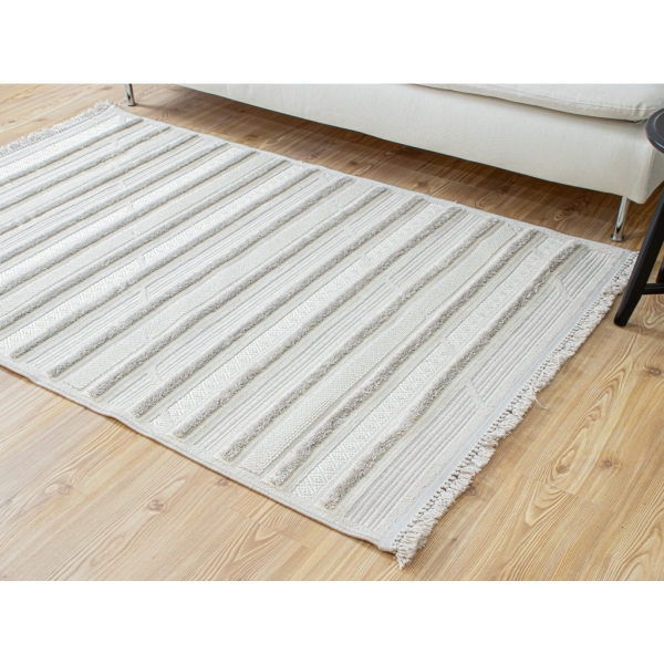 Slig 160 x 230 cm Orion Zymta Decorative Machine Carpet - Ecru / Light Beige / Grey