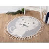 Katy Lion 120 x 120 cm Round Zymta Winter Carpet - Cream / Grey