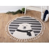 Katy Bear 60 x 60 cm Round Zymta Winter Carpet - Anthracite / Grey