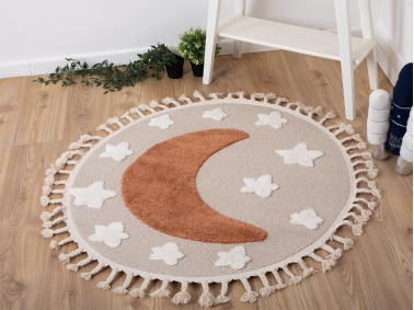 Katy Good Night 60 x 60 cm Round Zymta Winter Carpet - Orange / Beige