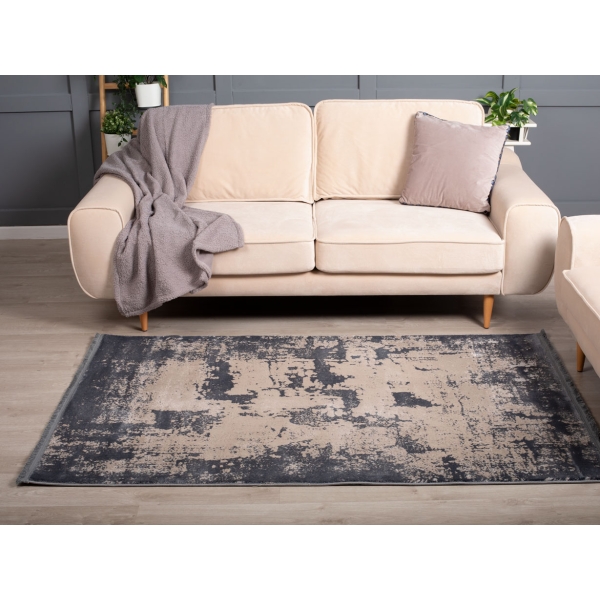 Paris Vichy 120 x 180 cm Zymta Winter Carpet - Cream / Grey