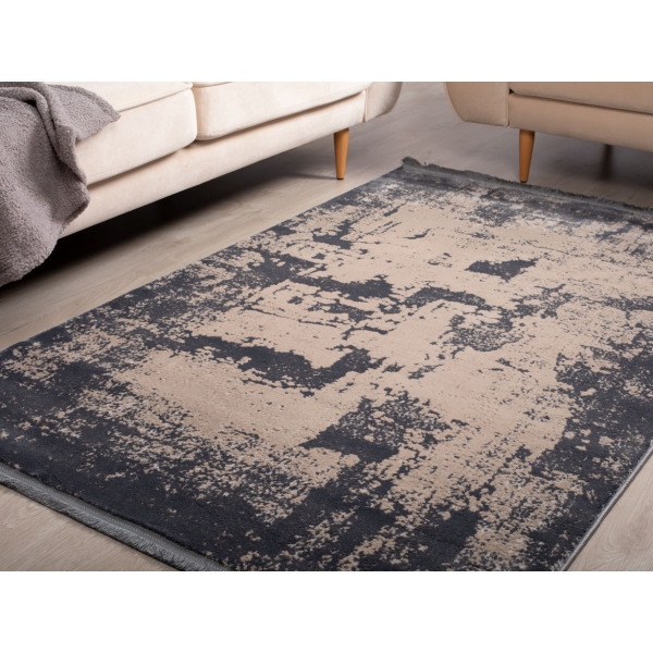 Paris Vichy 80 x 150 cm Zymta Winter Carpet - Cream / Grey
