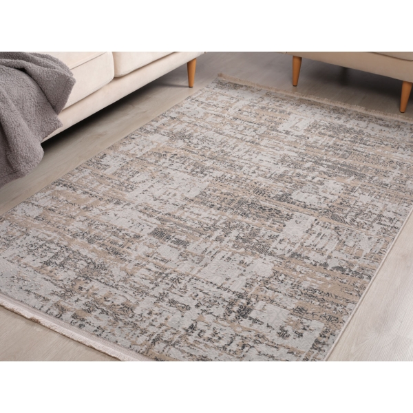 Paris Terry 80 x 150 cm Zymta Winter Carpet - Cream / Grey