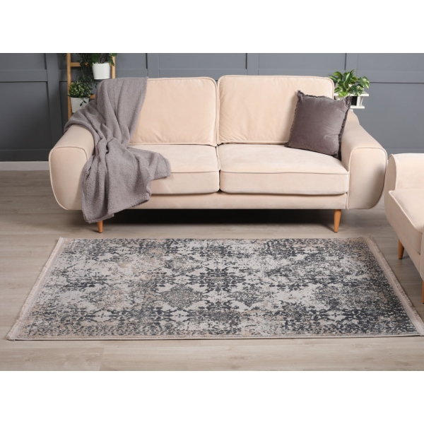 Paris Bloom 120 x 180 cm Zymta Winter Carpet - Dark Grey / Dark Beige