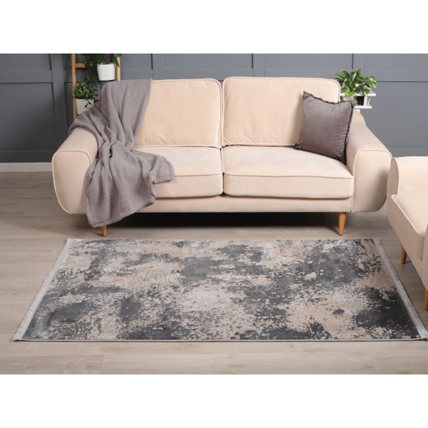 Paris Blinta 120 x 180 cm Zymta Winter Carpet - Dark Grey / Beige