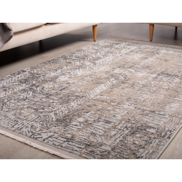 Paris Zylda 80 x 150 cm Zymta Winter Carpet - Dark Beige / Light Grey