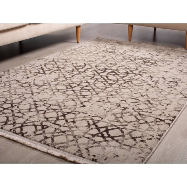 Paris Circles 80 x 150 cm Zymta Winter Carpet - Dark Beige / Brown