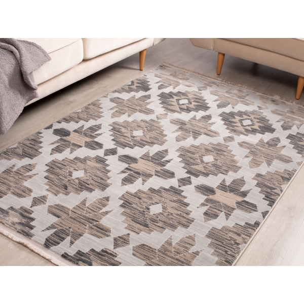 Paris Hermosa 80 x 150 cm Zymta Winter Carpet - Beige / Grey