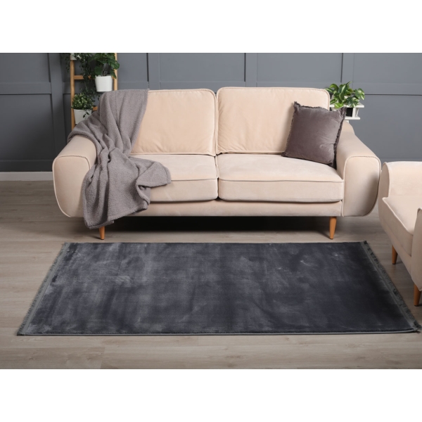 Paris Plain 160 x 230 cm Zymta Winter Carpet - Dark Grey