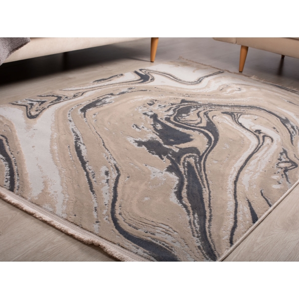Paris Blended 80 x 150 cm Zymta Winter Carpet - Beige / Grey