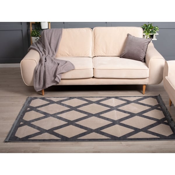 Paris Lozenges 120 x 180 cm Zymta Winter Carpet - Beige / Grey
