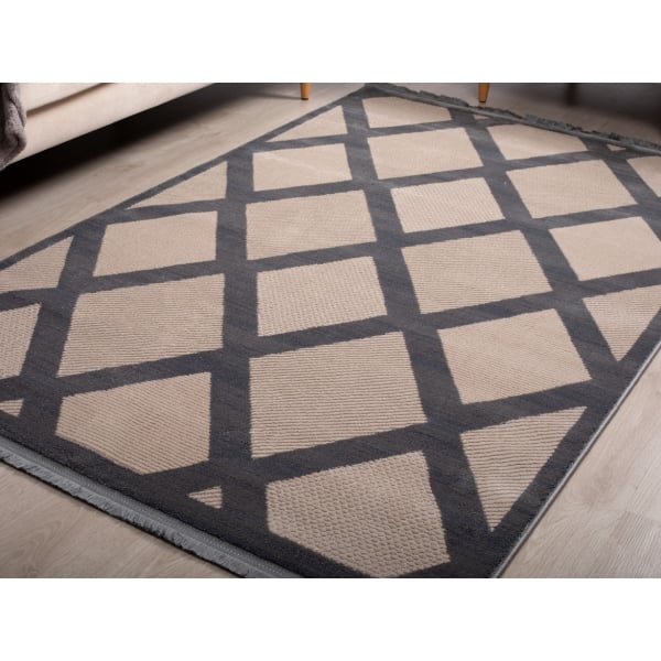 Paris Lozenges 80 x 150 cm Zymta Winter Carpet - Beige / Grey