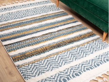 Barcelona Pinata 80 x 150 cm Zymta Winter Carpet - Blue / Cream