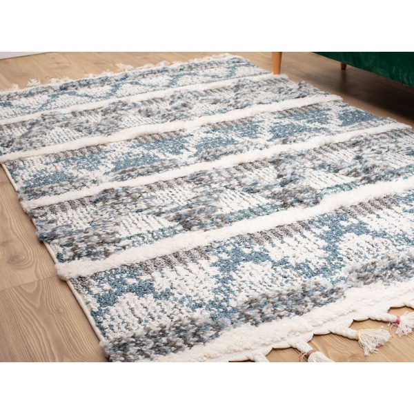 Barcelona Trona 120 x 180 cm Zymta Winter Carpet - Blue / Cream