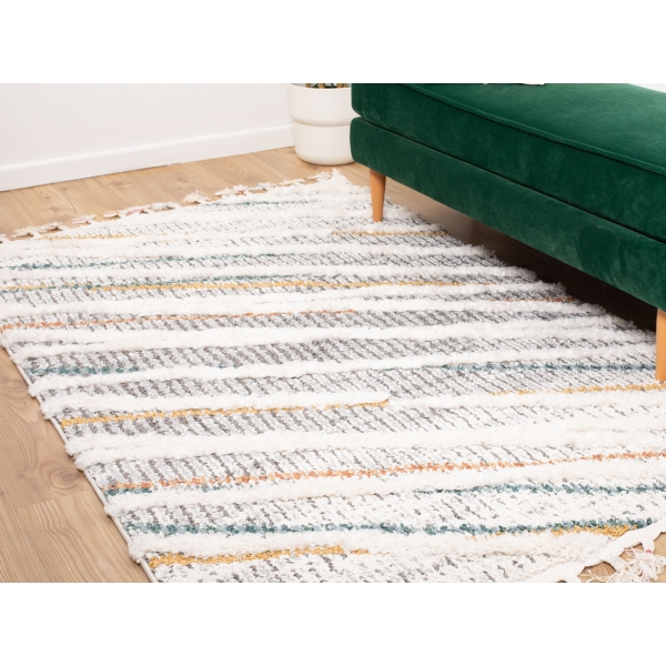 Barcelona Diagon 80 x 150 cm Zymta Winter Carpet - Yellow / Cream