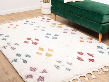 Barcelona Florets 80 x 150 cm Zymta Winter Carpet - Cream / Yellow / Cherry / Petrol Blue