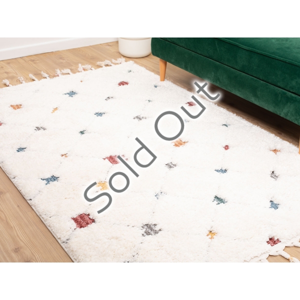 Barcelona Holo 150 x 230 cm Zymta Winter Carpet - Cream / Petrol Blue