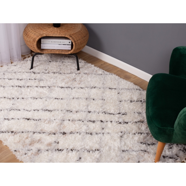 Bohemian Lozenges 120 x 180 cm Zymta Winter Carpet - Off White / Dark Grey / Light Grey / Light Beige
