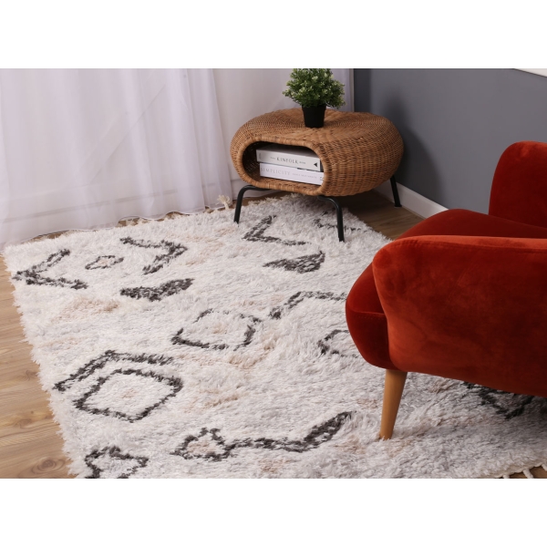 Bohemian Shiba 120 x 180 cm Zymta Winter Carpet - Off White / Dark Grey / Light Beige / Light Grey