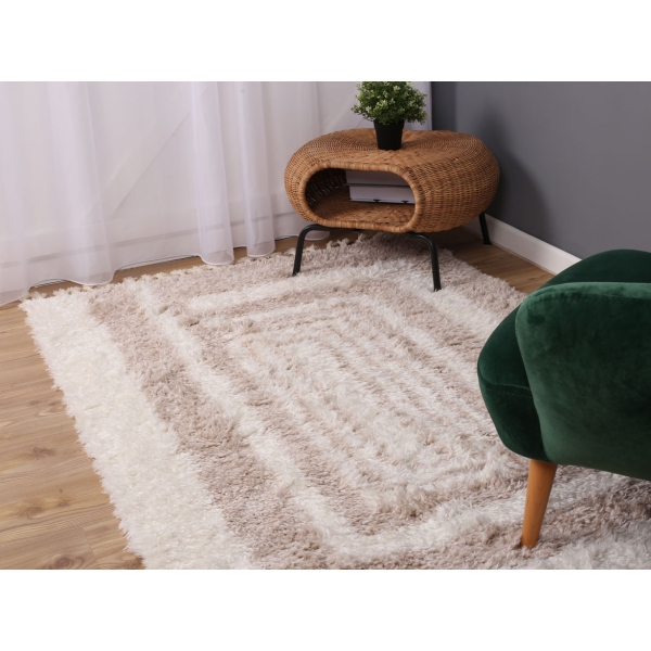 Bohemian Cadrey 160 x 230 cm Zymta Winter Carpet - Off White / Light Beige