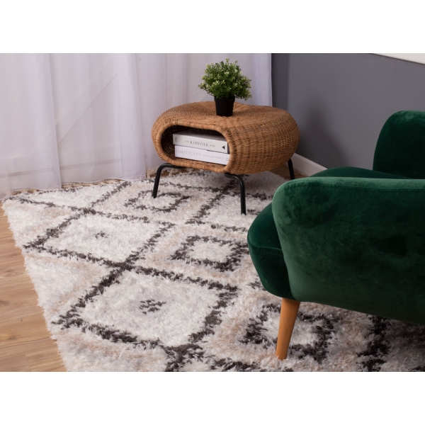Bohemian Lozzi 160 x 230 cm Zymta Winter Carpet - Dark Grey / Off White / Light Grey / Light Beige
