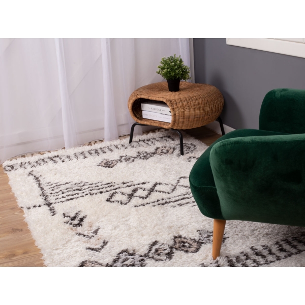 Bohemian Dota 120 x 180 cm Zymta Winter Carpet - Off White / Dark Grey / Light Grey / Light Beige