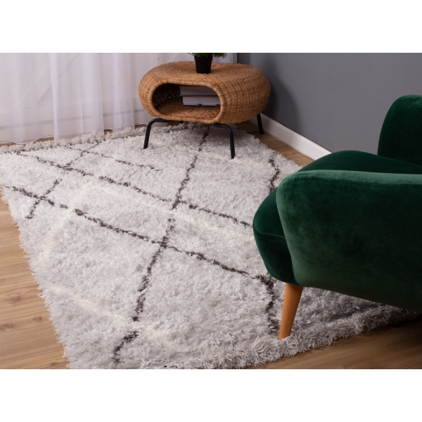 Bohemian Stripy 160 x 230 Cm Zymta Winter Carpet - Grey / Off White