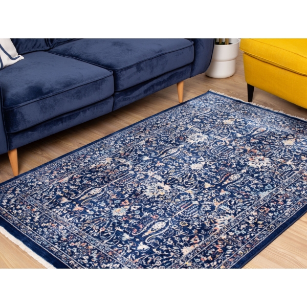 Rome North Pole 160 x 240 cm Zymta Winter Carpet - Navy Blue / Light Beige / Blue / Salmon