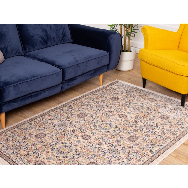 Rome Bloom 160 x 240 cm Zymta Winter Carpet - Light Beige / Blue / Pink / Yellow