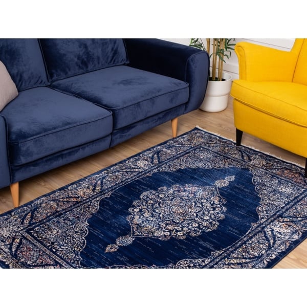 Rome Ottoman 160 x 240 cm Zymta Winter Carpet - Navy Blue / Light Beige / Orange / Yellow