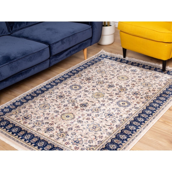 Rome Floritta 300 x 400 cm Zymta Winter Carpet - Navy Blue / Salmon / Yellow / Grey