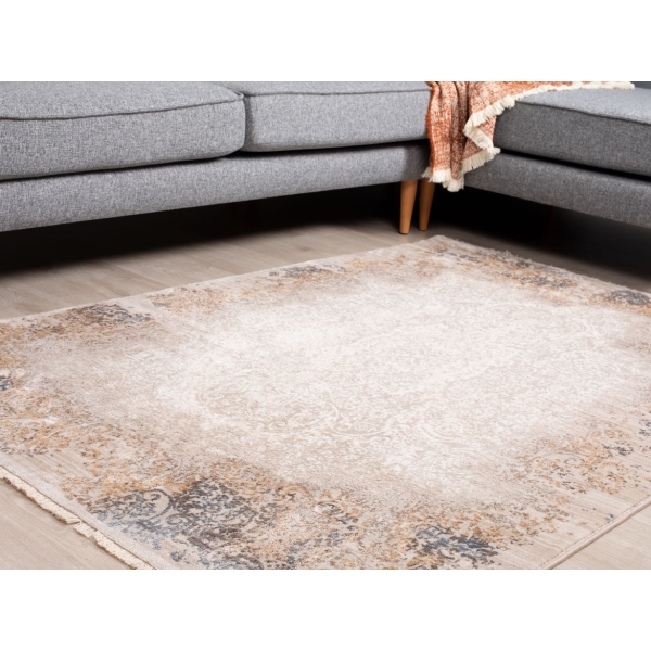 Tokyo Charm 80 x 160 cm Zymta Winter Carpet - Beige / Ecru / Brown / Grey