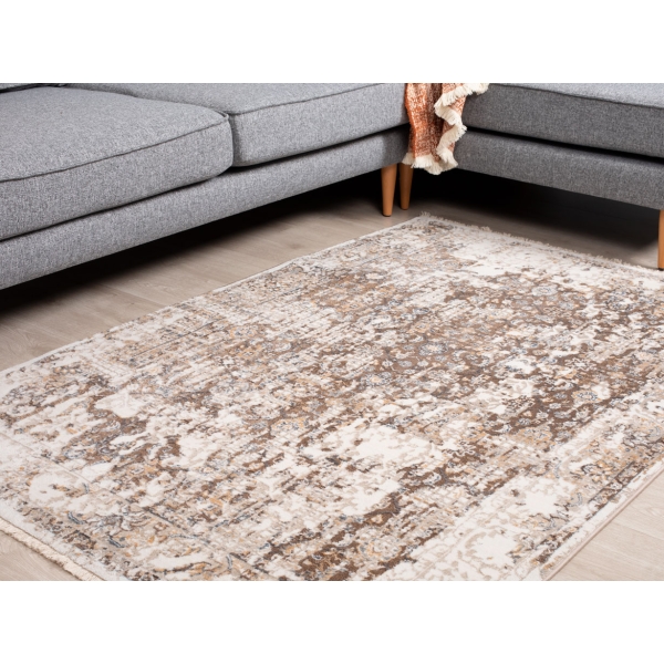 Tokyo Daisy 160 x 240 cm Zymta Winter Carpet - Ecru / Brown / Beige / Grey