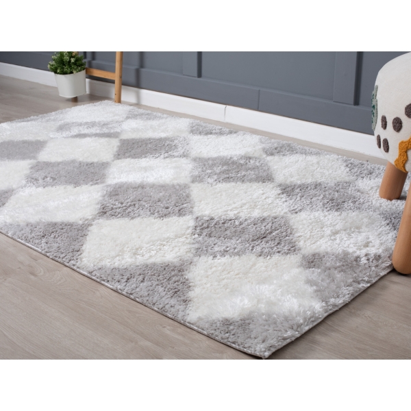 Bella Checked 80 x 150 cm Zymta Winter Carpet - Cream / Grey
