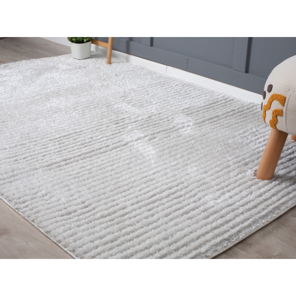 Bella Stripes 160 x 230 cm Zymta Winter Carpet - Cream / Light Grey
