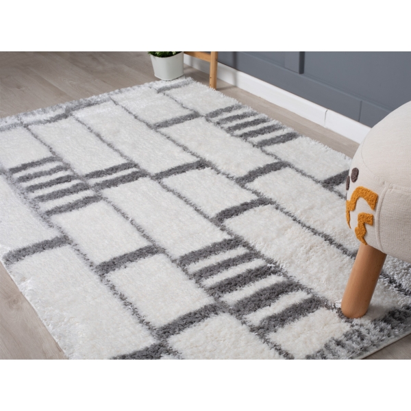 Bella Bricks 80 x 150 cm Zymta Winter Carpet - Cream / Dark Grey / Grey