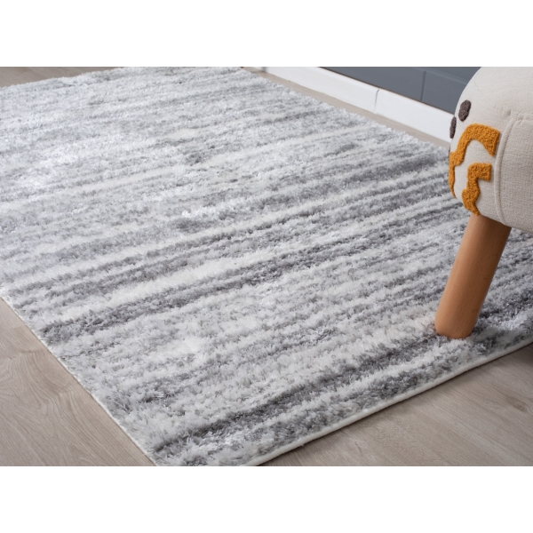 Bella Bold Stripes 120 x 180 cm Zymta Winter Carpet - Grey / Cream / Light Grey