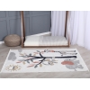 Comfy Wildlife 80 x 150 cm Zymta Winter Carpet - Off White / Grey / Green / Salmon