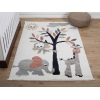 Comfy Wildlife 120 x 180 cm Zymta Winter Carpet - Off White / Grey / Green / Salmon