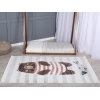 Comfy Grizzly Bear 80 x 150 cm Zymta Winter Carpet - Off White / Green / Terracotta / Salmon