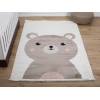 Comfy Happy Bear 160 x 230 cm Zymta Winter Carpet - Light Brown / Off White / Navy Blue / Salmon