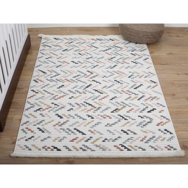 Comfy Lilo 120 x 180 cm Zymta Winter Carpet - Off White / Grey / Green / Yellow