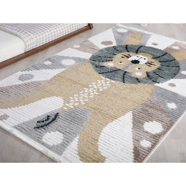 Comfy Lion 80 x 150 cm Zymta Winter Carpet - Dark Yellow / Off White / Light Brown / Grey