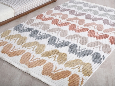Comfy Butterflies 80 x 150 cm Zymta Winter Carpet - Off White / Brown / Green / Terracotta