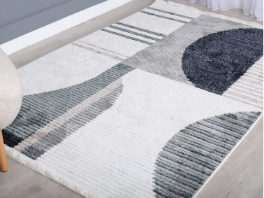 Comfy Vivo 80 x 150 cm Zymta Winter Carpet - Green / Off White / Grey / Navy Blue