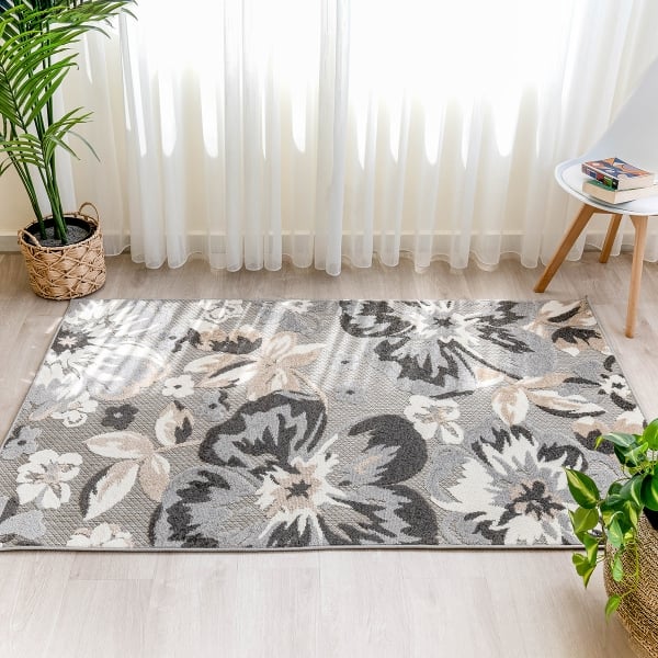 Madagascar Pansy 200 x 300 cm Zymta Decorative Carpet - Grey / White / Beige / Anthracite